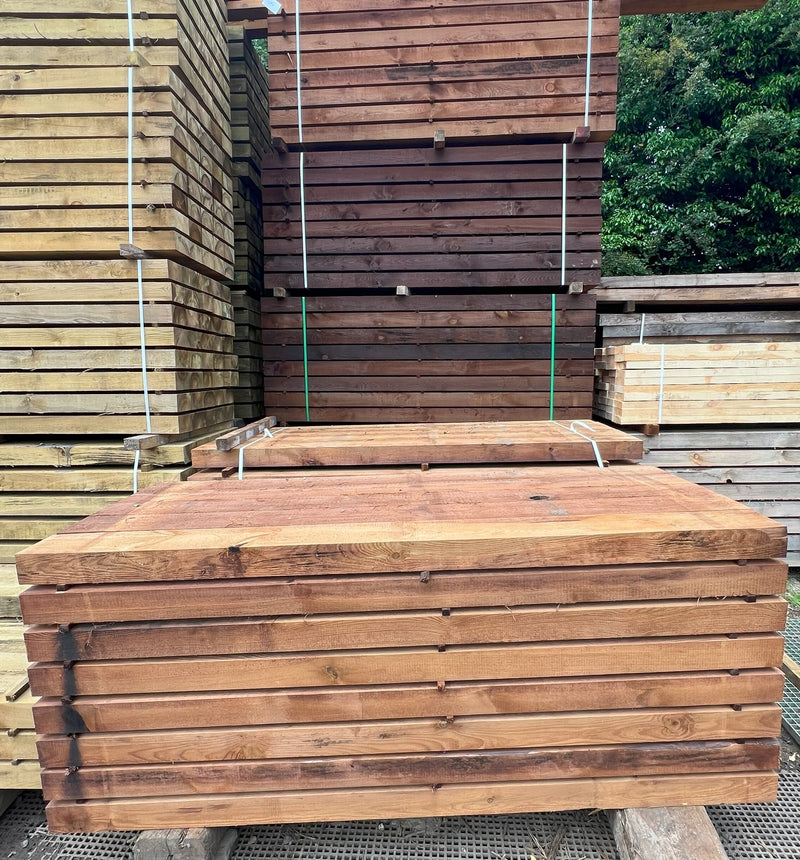 Load image into Gallery viewer, NEW Pine Tanalised UC4 Brown Pressure Treated Railway Sleepers (2400m x 200mm x 100mm)

